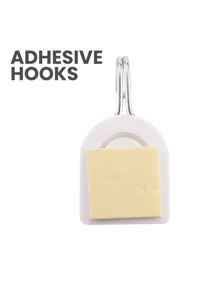 Duravel 12Pcs Hooks Sticky Wall Hooks Self-Adhesive Metal Hook Strip for Kitchen, Bathroom & Home,Heavy Duty Wall Hanger, Utensils, Bags & Towels No Drilling Required - view 3